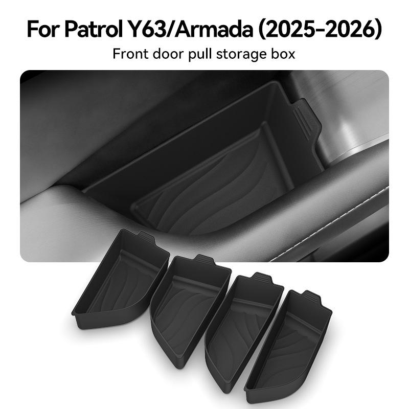 For Nissan Patrol Y63 Armada 2025 2026 Interior Storage Box Set Console Armrest Door Organizer Car Accessories