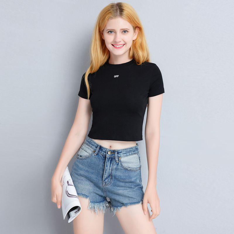 Celebrity Style Ins Crop-Top Short Sleeve T-shirt Women's 2025 Summer New Arrival Short Pure Cotton T-shirt Undershirt Tops Fashion