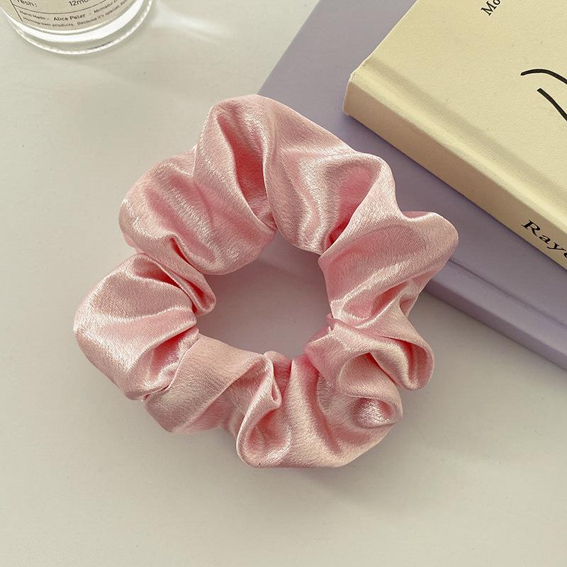 Satin Pig Large Intestine Hair Band Solid Color Fabric Head Flower European and American Headrope Rubber Band Hair Accessories