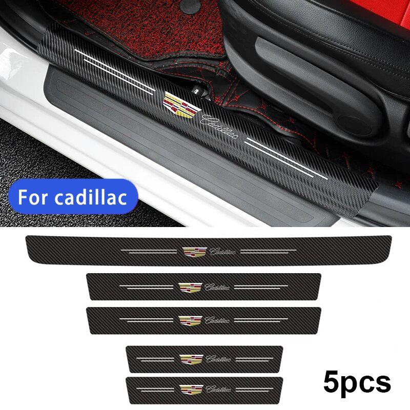Leather Car Threshold Stickers Door Sill Protector Decals for Cadillac ATS BLS CT4 CT5 CTS EXT SLR XLR XT5 Escalade Deville DTS
