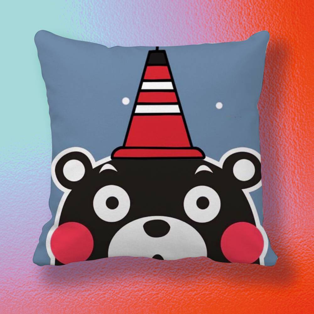Cartoon KKumamon Doublesided printed pillow cover Solid color minimalist pillowcase fits all bedroom styles