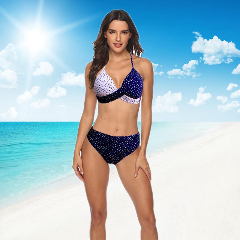 Новый сексуальный бикини, однотонный женский купальник, комплект бикини с пуш-ап, купальник, пляжная одежда, большой размер, купальный костюм с высокой талией