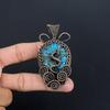 Blue Turquoise Pendant, 999 Copper Wire Wrapped Gemstone Jewelry, Handmade Pendant For Mother Day
