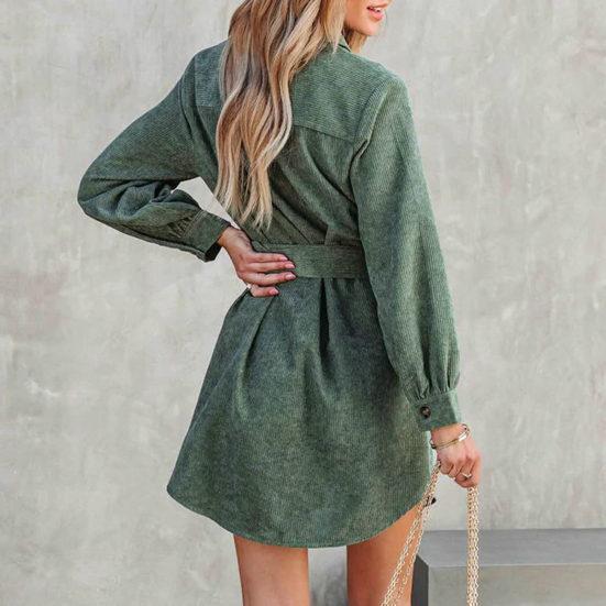 Весеннее платье 2024, однотонное теплое мягкое вельветовое осеннее платье для работы