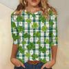 Женская модная повседневная уличная одежда. Топ-футболка с принтом ко Дню Святого Патрика, рукав три четверти