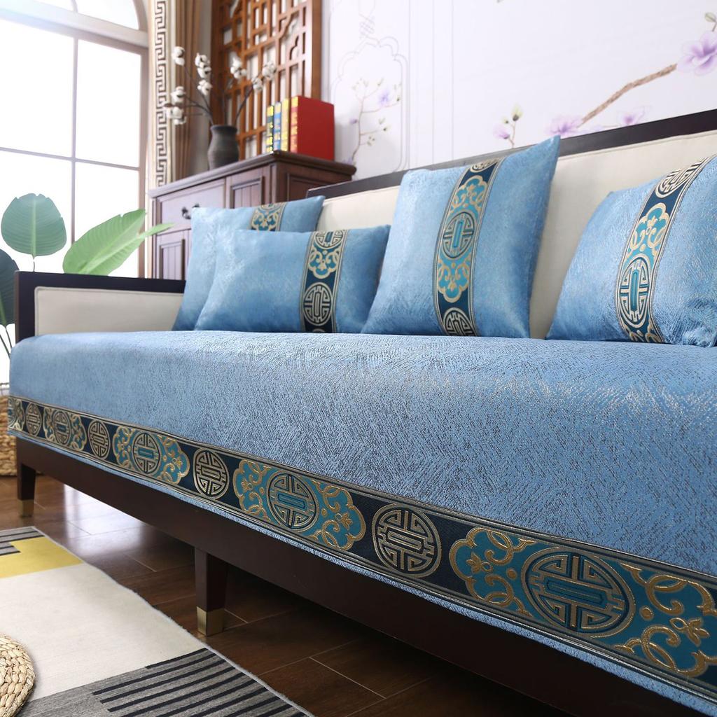 Chinese Non -Slip Sofa Cover Beige Edging Cover Towel Leather Sofa Cushion Modern Simple 4 Season Universal Home Protection Cover
