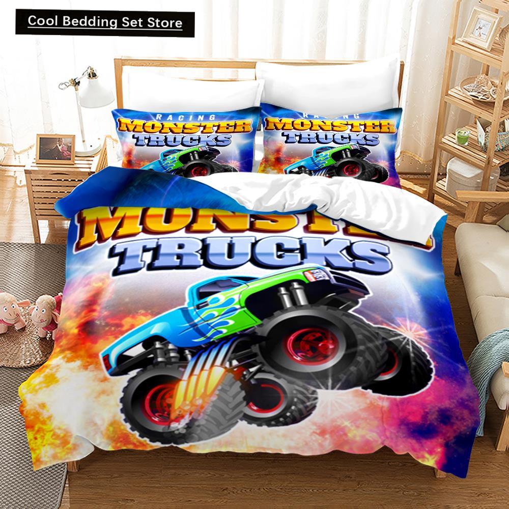 3D Print Anime Monster Jam Bedding Set Single Twin Full Queen King Size Monster Jam F1 Bed Set Teenager Bedroom Duvet Cover Sets