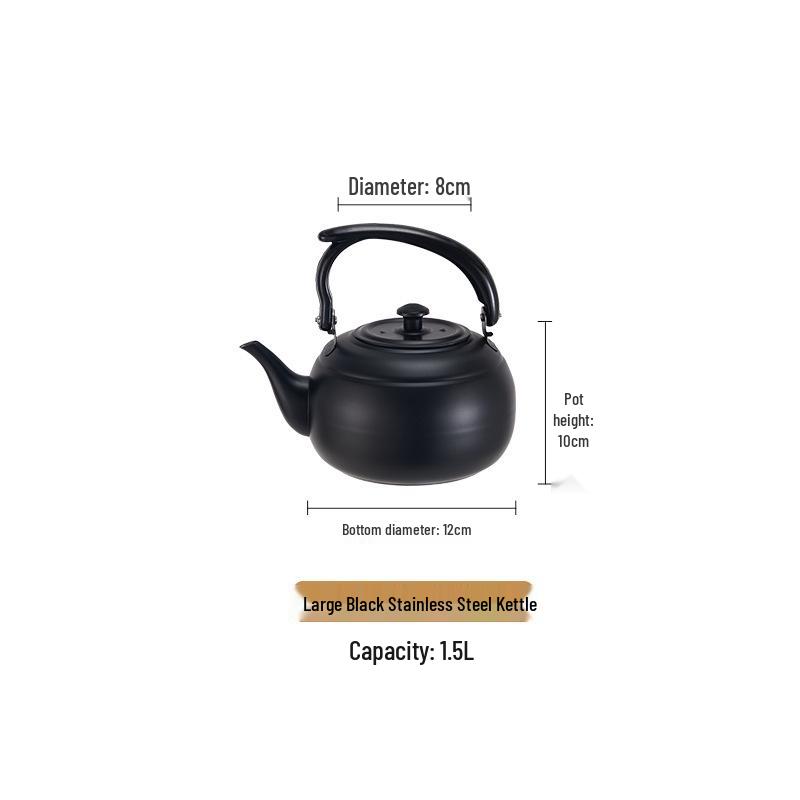 Утолщенный черный классический чайник из нержавеющей стали для ресторана и отеля, подходит для индукционных плит, маленький чайник для чайной церемонии.