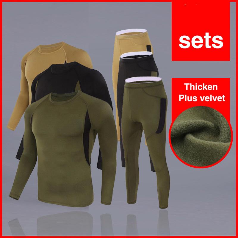 Мужское компрессионное термобелье, спортивный комплект длинного нижнего белья, толстые шерстяные колготки, нижнее белье, теплое