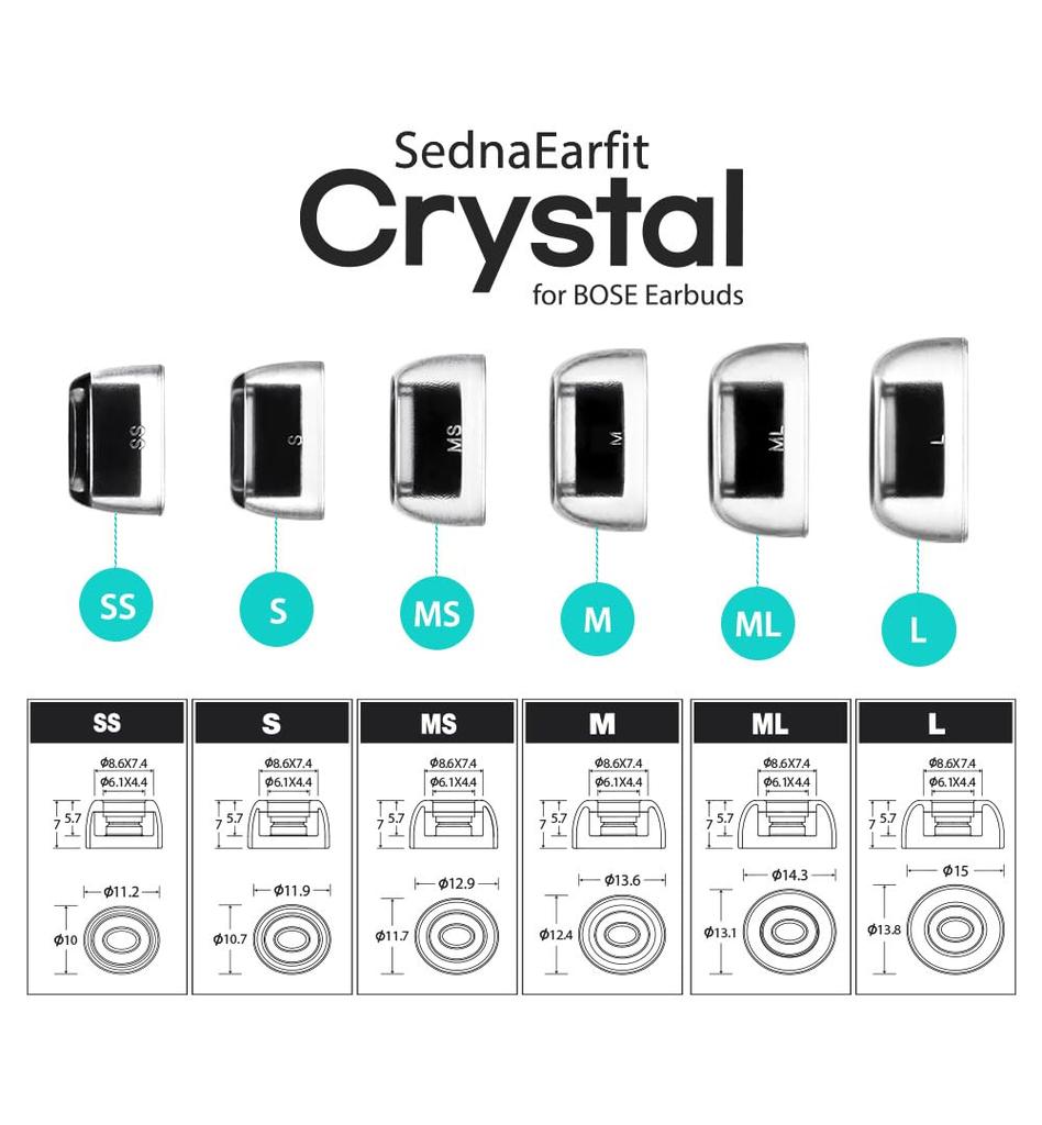 AZLA SednaEarfit Crystal для наушников BOSE Пары Изготовлены из Премиального Материала LSR для QuietComfort Улучшенная Высокочастотная Отличная Звукопередача