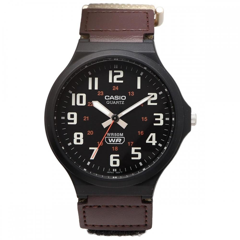 Casio CASIO Standard Analog Quartz Watch MW-240B-5BV No Cosmetic Box Men's Beige Velcro Fastening Band Overseas Model