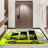 Lime Yellow Tuned Sport Car Multi‑View Panel Print Area Rug Non‑Slip Rectangular Floor Mat Auto Fan Decor for Gaming Bedroom Living Room