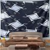 Abstract Geometric Pattern on Dark Blue Pattern Wall Hanging Tapestry Decorative Tapestry Home Decor for Bedroom and Living Room