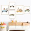 Giraffe Elephant Bear Animal Car Travel Canvas Painting Kindergarten Wall Art Nordic Posters and Printmaking Murals