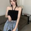 Летний новый маленький подтяжки халтер шея сексуальный завязывающийся бандо спинки поверх топа носить горячая девушка короткий вязаный жилет