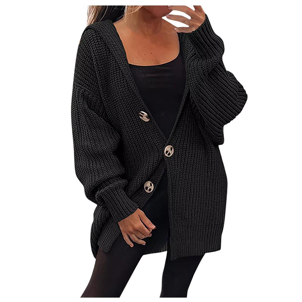 Женский кардиган, однотонный вязаный свитер с вырезом, вязаный свитер, куртка