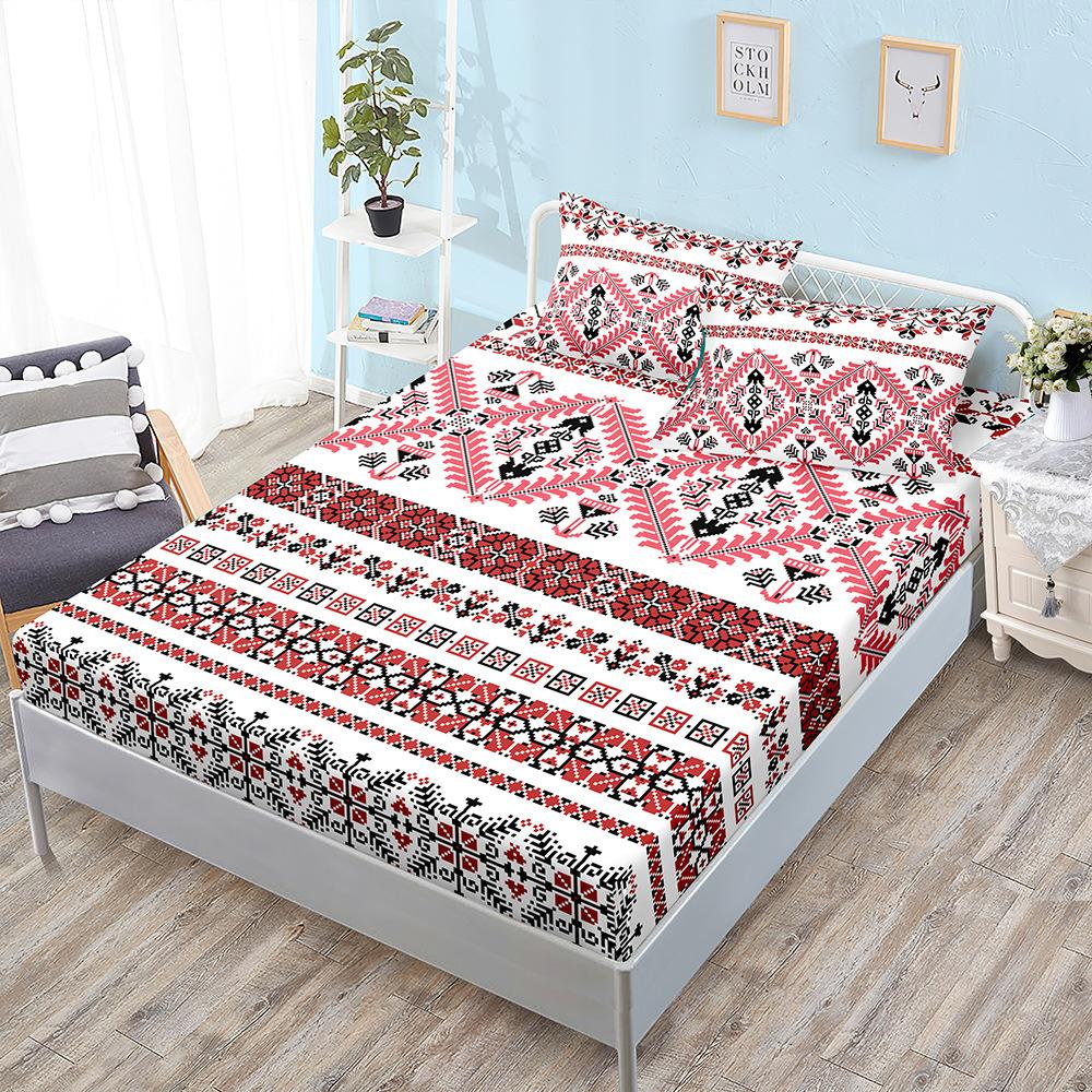 Three-Piece Mattress, Bed Cover, Bohemian Ethnic Style Mattress Protective Cover