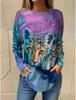 Модные женские осенние пуловеры с длинными рукавами для женщин, 3d-принтер с графикой, красочный тигр с круглым вырезом, негабаритная повседневная футболка, имитация хлопка, материал