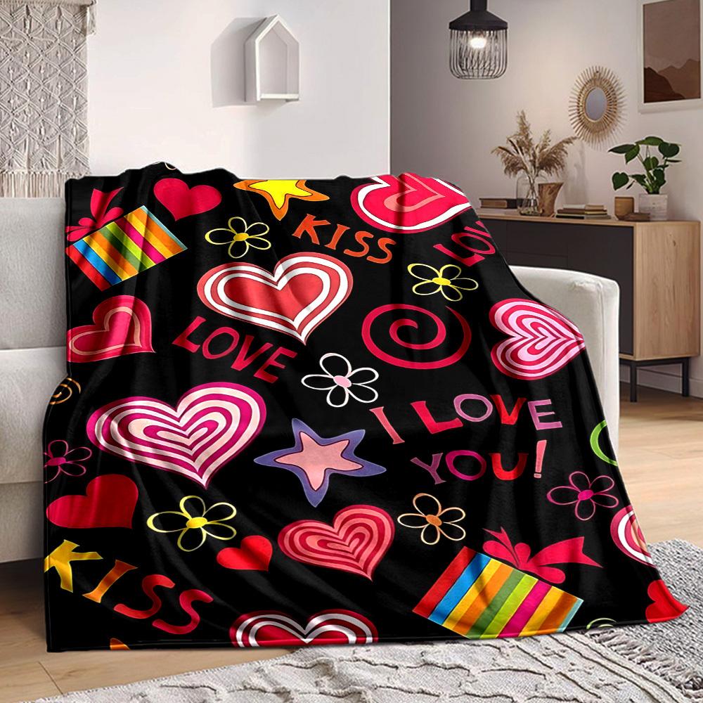 1pc Love, Kiss Blanket Warm, Cozy, And Soft, Suitable for Sofas, Beds, Cars, And Office Use.Perfect for Camping And Travel, Making It a Great Gift for