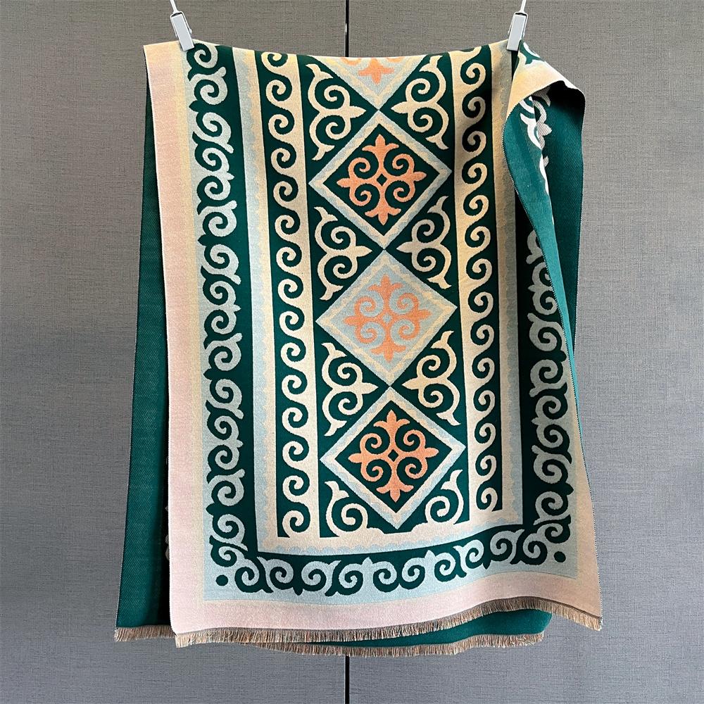 Роскошный зимний кашемировый шарф женский с принтом шаль-накидка мягкий парео элегантное пончо женский толстый теплый плед эшарп пашмина