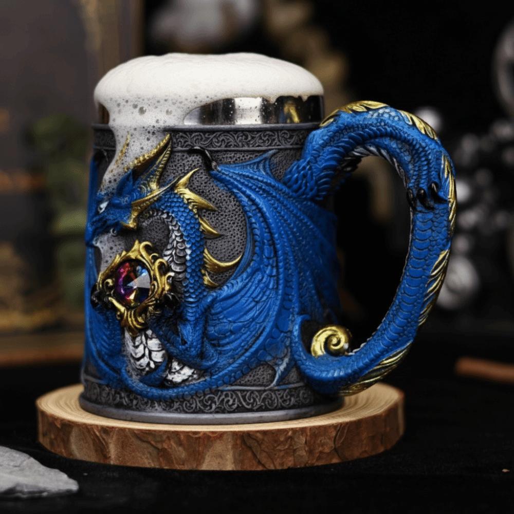 304 Stainless Steel Inner Gothic Flying Dragon Beer Stein 3D Embossed Coffee Mug  Party