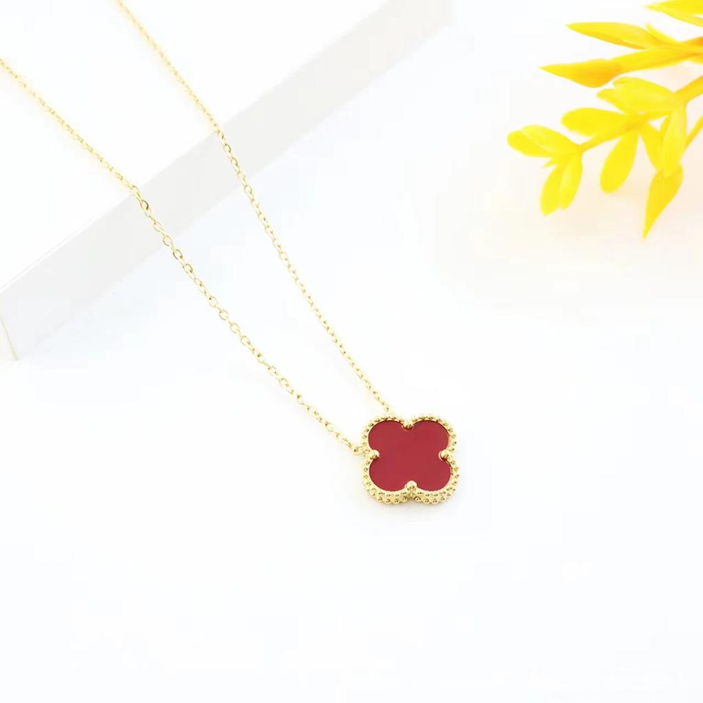 Ожерелье из нержавеющей стали с четырьмя листами клевера, универсальное, легкое, роскошное, для пожилых людей, с цепочкой на ключицу, женское ожерелье