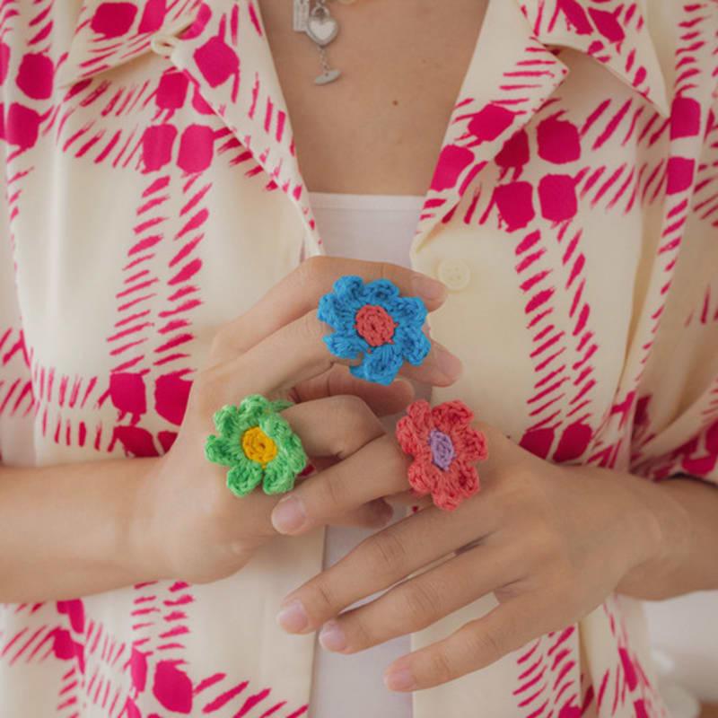 MERRYMOTIVE Летний вязаный цветочный кольцо (3colors)