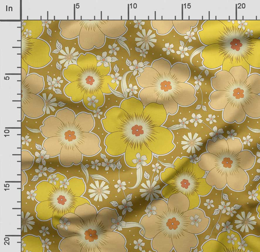 Soimoi Floral Print,  Cotton Cambric Quilting Fabric Sold by The Yard- 42 Inch Wide Medium Weight Cotton Fabric Sewing  Supplies