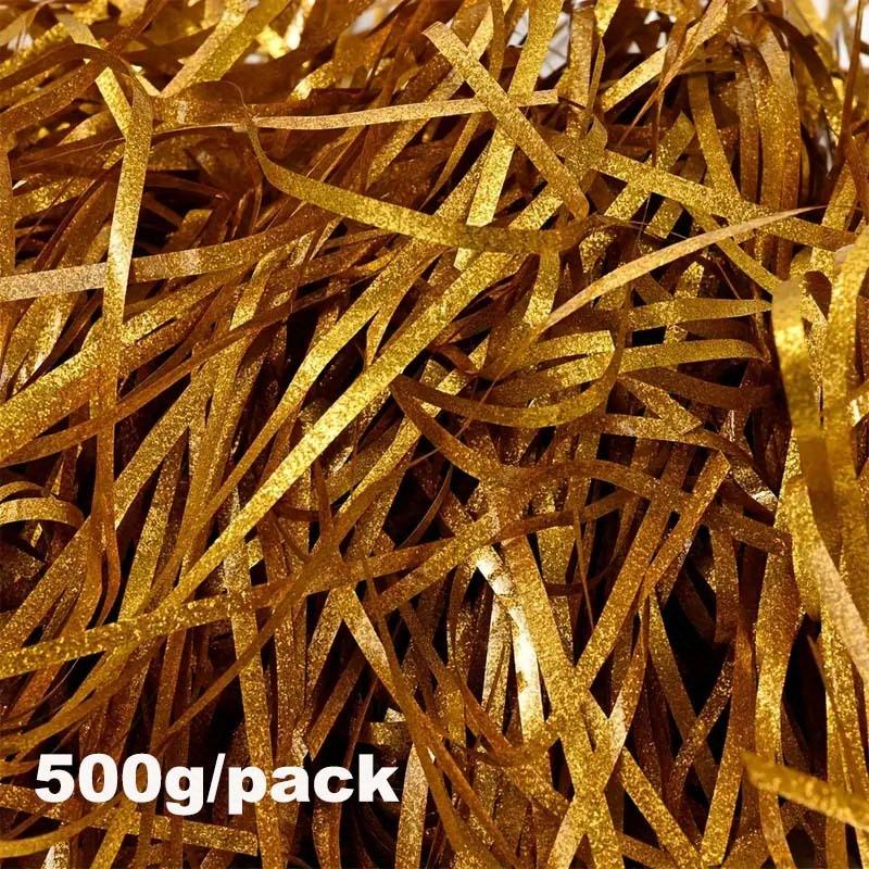 500 г/упаковка, цветная блестящая измельченная гофрированная бумага из рафии, начинка из рафии, сделай сам, свадебная вечеринка, подарочная коробка, материал для упаковки, наполнитель, крепированная бумага