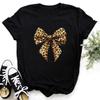 Fashion T-shirt Y2k Leopard Print Bow Tops Summer Short Sleeve Graphic T Shirts Clothing Unisex