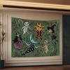 Fantasy Night Dance Tapestry Sun and Moon Cat Witch Red Flower Vine Living Room Bedroom Theme Decoration