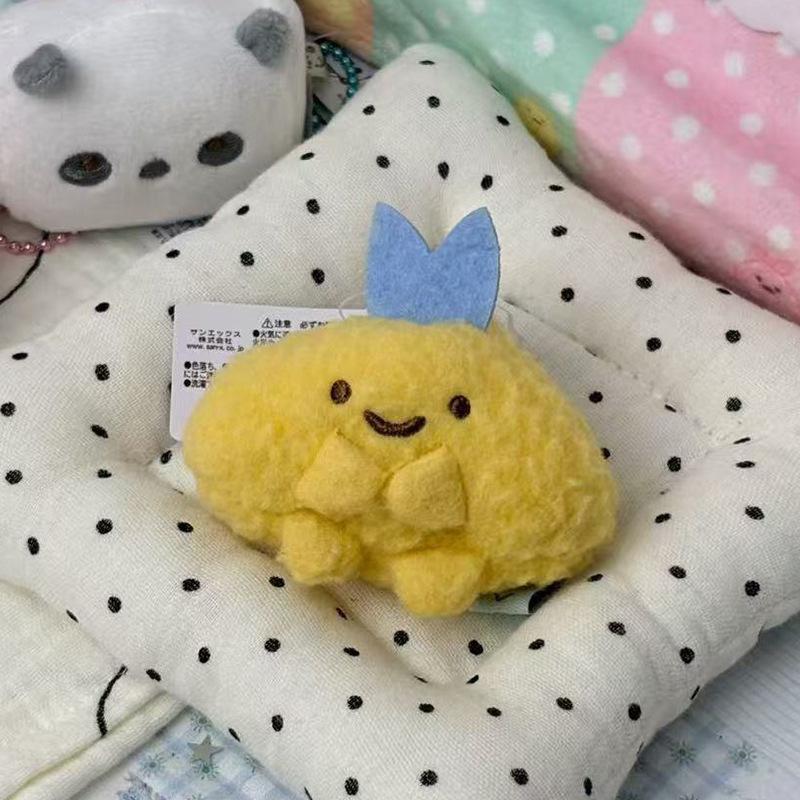 Cute Fried Shrimp Plush Toy Keychain Mini Cartoon Doll Backpack Pendant Bag Charm Decor