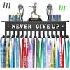 Wall Mount Medals Hangers, Medals Holder, Rosette Display Rack, Never Give Up Display Rack For Running Medals