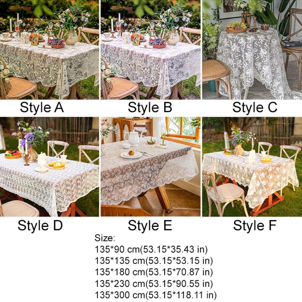 Home Decoration Embroidered French Lace Tablecloth Vintage Organza Table Cover White Table Linen Afternoon Tea