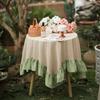100% Хлопок Круглая Скатерть Моющаяся Винтажная Скатерть с Рюшами Для Свадебной Вечеринки, Банкетного Декора, Скатерть для Гостиной