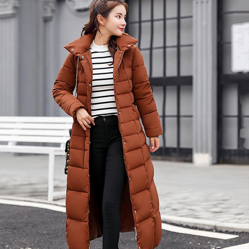 Women's Autumn And Winter Cotton Jacket Slim Fitting Thickened Cotton Jacket Long Knee Length Cotton Jacket