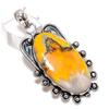 Bumblebee Jasper Gemstone Handmade 925 Sterling Silver Pendant 2.32" T1F18