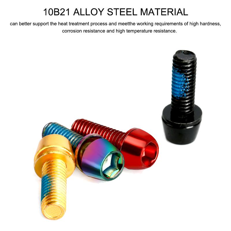 6 Pcs Bicycle Disc Brake Caliper Bolt Clamp Fixed Screws M6*18MM Titanium-plated Colorful Steel For MTB Mountain Bike