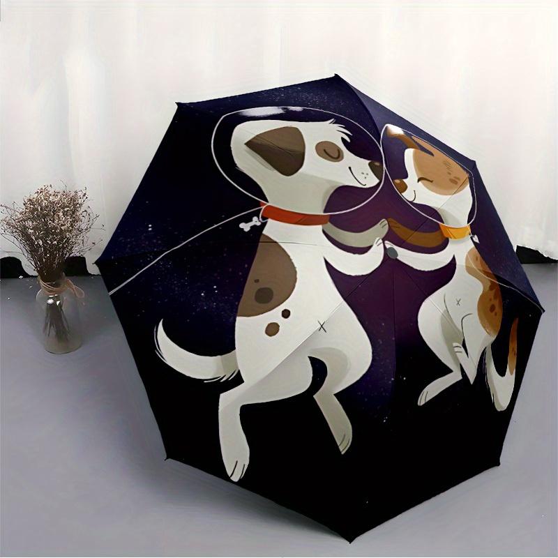 1pc Space Pals Dogs Automatic Open/Close Umbrella - Compact Travel Umbrella, 8-Rib Heavy-Duty Construction, Ideal Gift, 28078