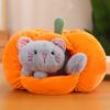 Cute Dog Cat Into Pumpkin Nest Soft Stuffed Pillow Sofa Decor Children Birthday Gift Anime Plush Toys Halloween Creative Doll
