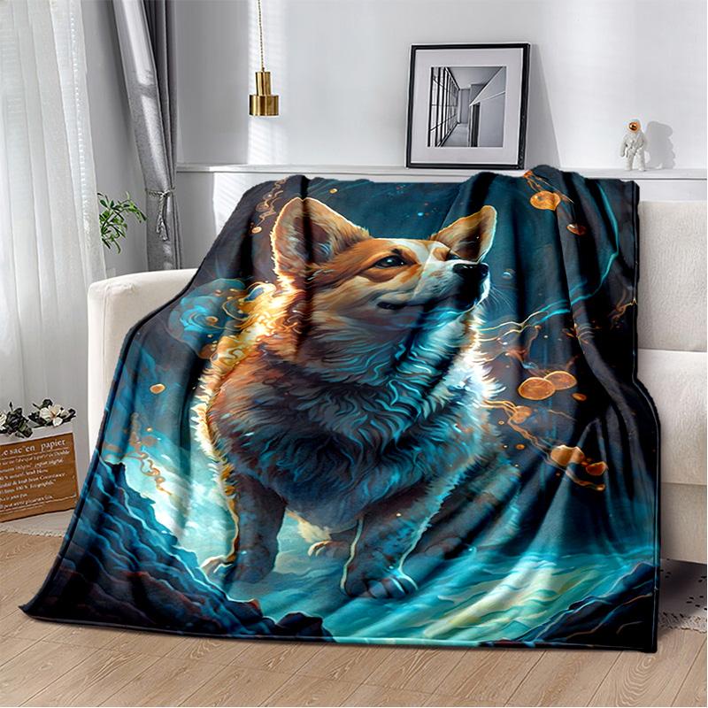 Одеяло с милой собакой, мультяшным хаски, самоее, чихуахуа, коки, померанским шпицем, мягкое одеяло для дома, спальни, чехол для дивана, детское одеяло