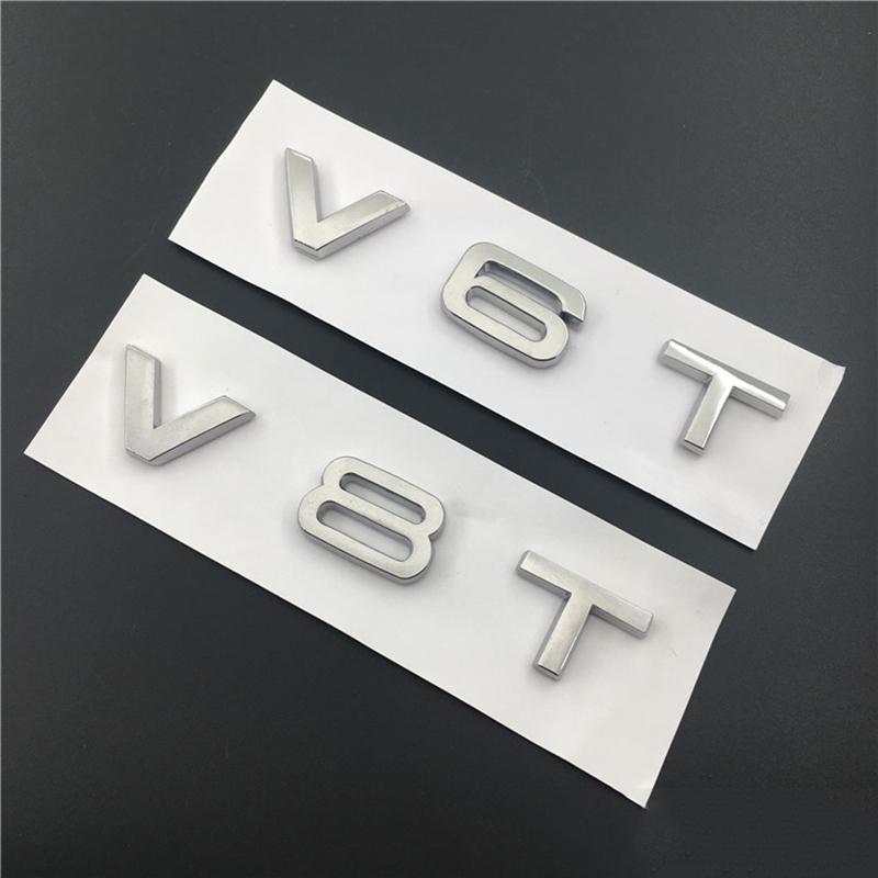 3D металлический черный логотип V8T V6T эмблема буквы значок на крыло автомобиля для S6 C7 S7 V8T Q5 A6 A4 S5 SQ5 S4 C7 V6T наклейка аксессуары