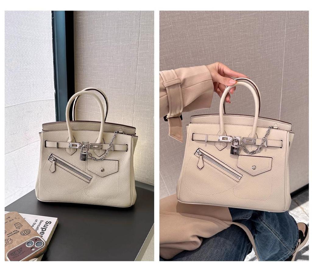 Женская сумка-мотоцикл из натуральной кожи в стиле ретро 2024 года - геометрический дизайн с цепочной отделкой