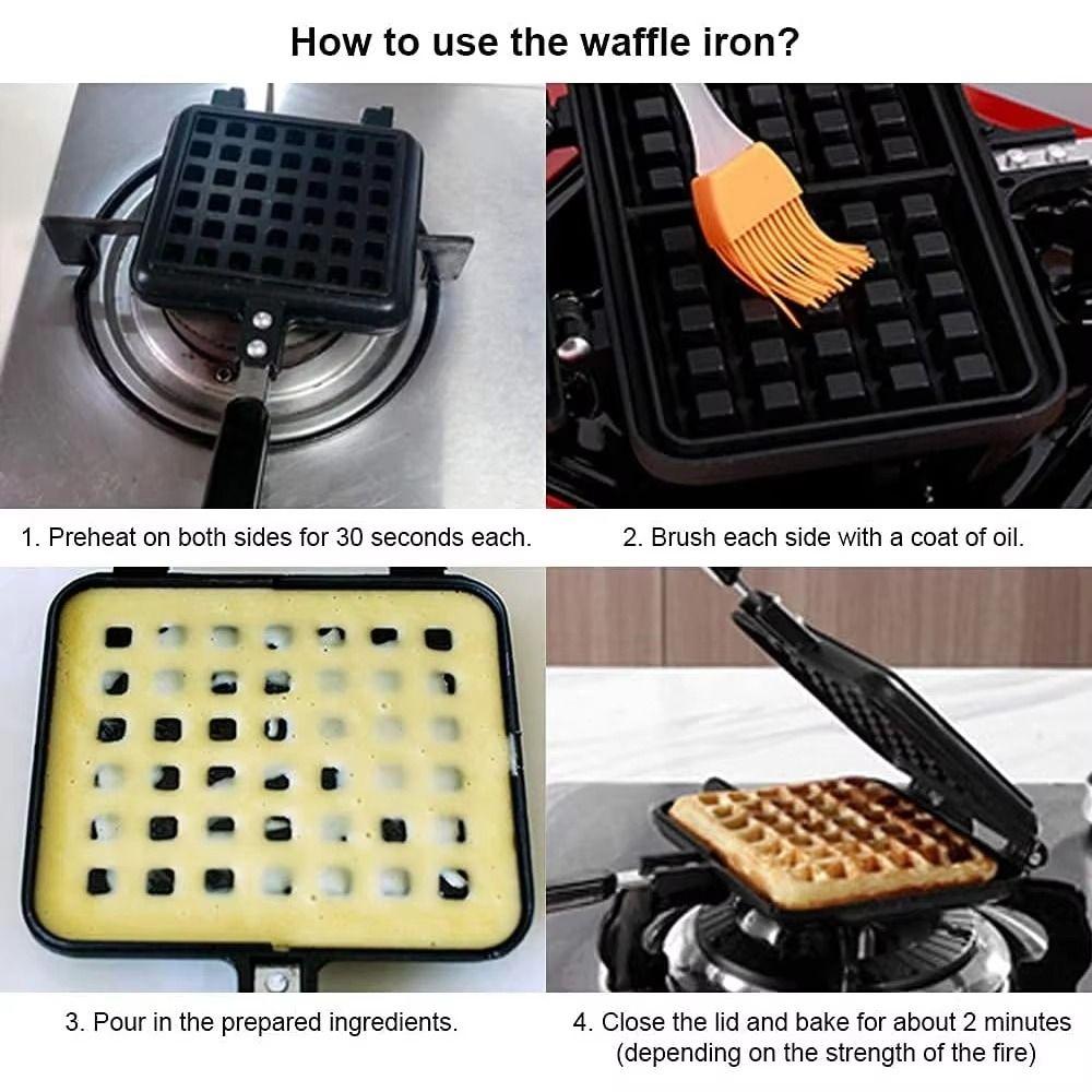 Square Waffle Metal Mold Pan Cast Aluminum Toast Frying Pan Sandwich Maker Kitchen Cookware