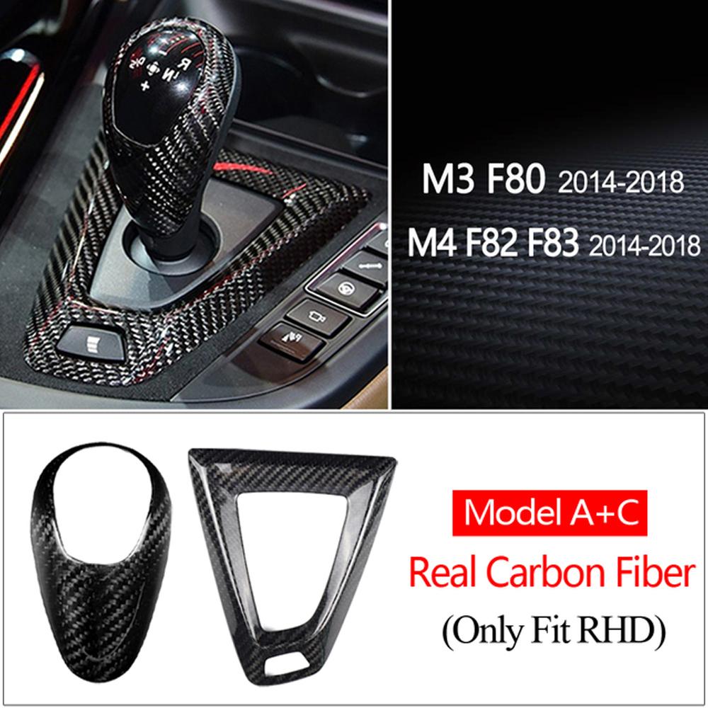 Car Gear Shift Knob Cover Trim True Carbon Fiber For BMW M2 F87 M3 F80 M4 F82 F83 M5 F10 X5M F85 X6M F86 LHD RHD