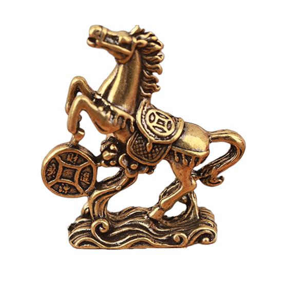 Статуэтка Лошади Фэн-шуй 2026 Год Лошади Настольные Латунные Украшения Китайский Новый Год Благословение Сувенир Скульптура Зодиакального Животного для Фестиваля Домашний Декор
