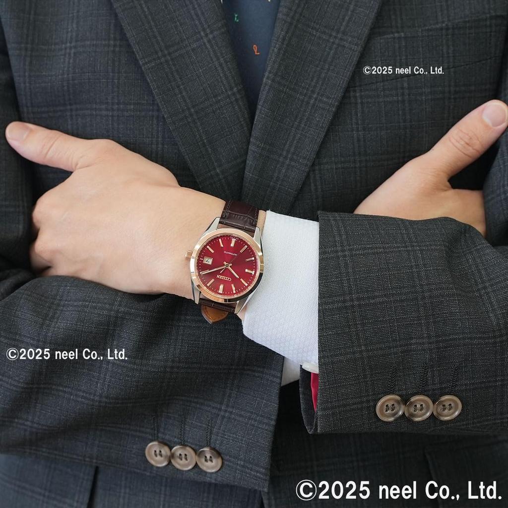 Мужские механические водонепроницаемые часы Citizen в красном и коричневом цвете NB1055-04W