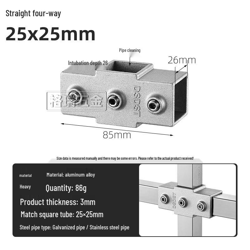 Aluminum Alloy 3-Way Elbow Connector for 20-25 Square Tubes