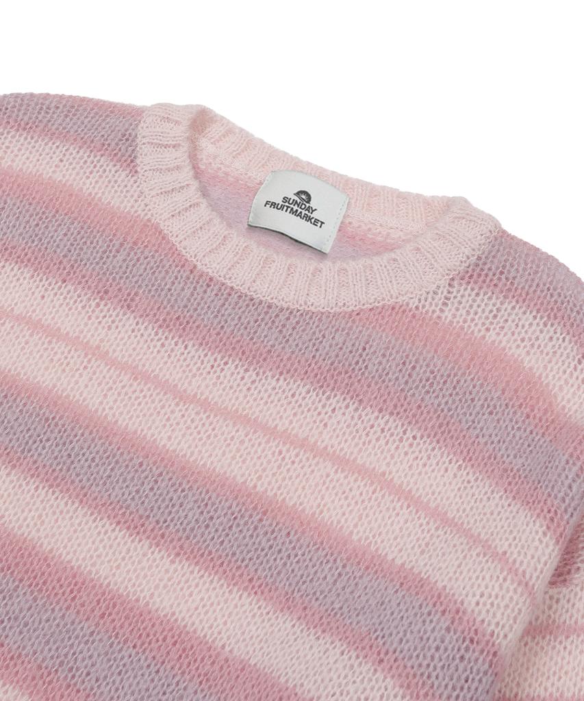SUNDAY FRUIT MARKET Stripe Sun Knit Crew Pink