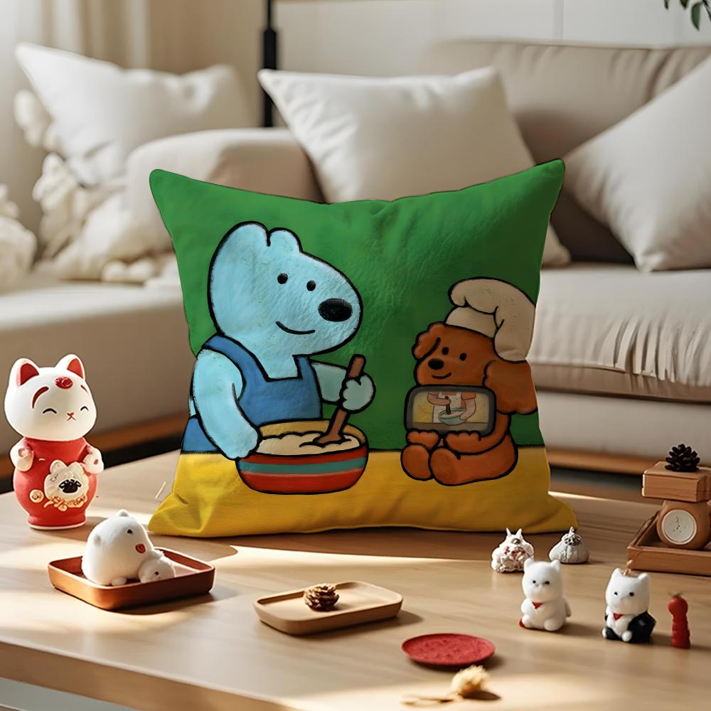 Puppy Life Cushion Cover Anti-dustmite Pillowcase Invisible Zipper Silky Short Plush Sofa Cushion Cover